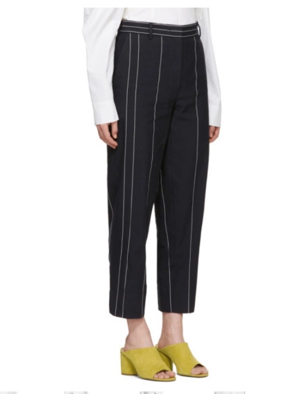 Cedric Charlier Navy Pinstripe Trousers Sz 8
